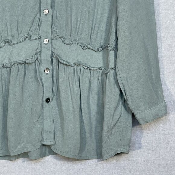 Soft Surroundings Blouse Top Women Size XSP Green 3/4 Sleeve Style# 38823 - Picture 6 of 13